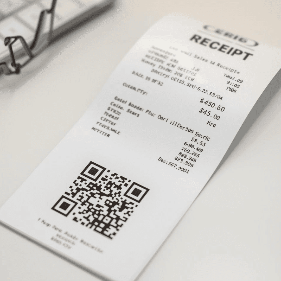 Example of a QR code on a retail receipt for collecting customer feedback